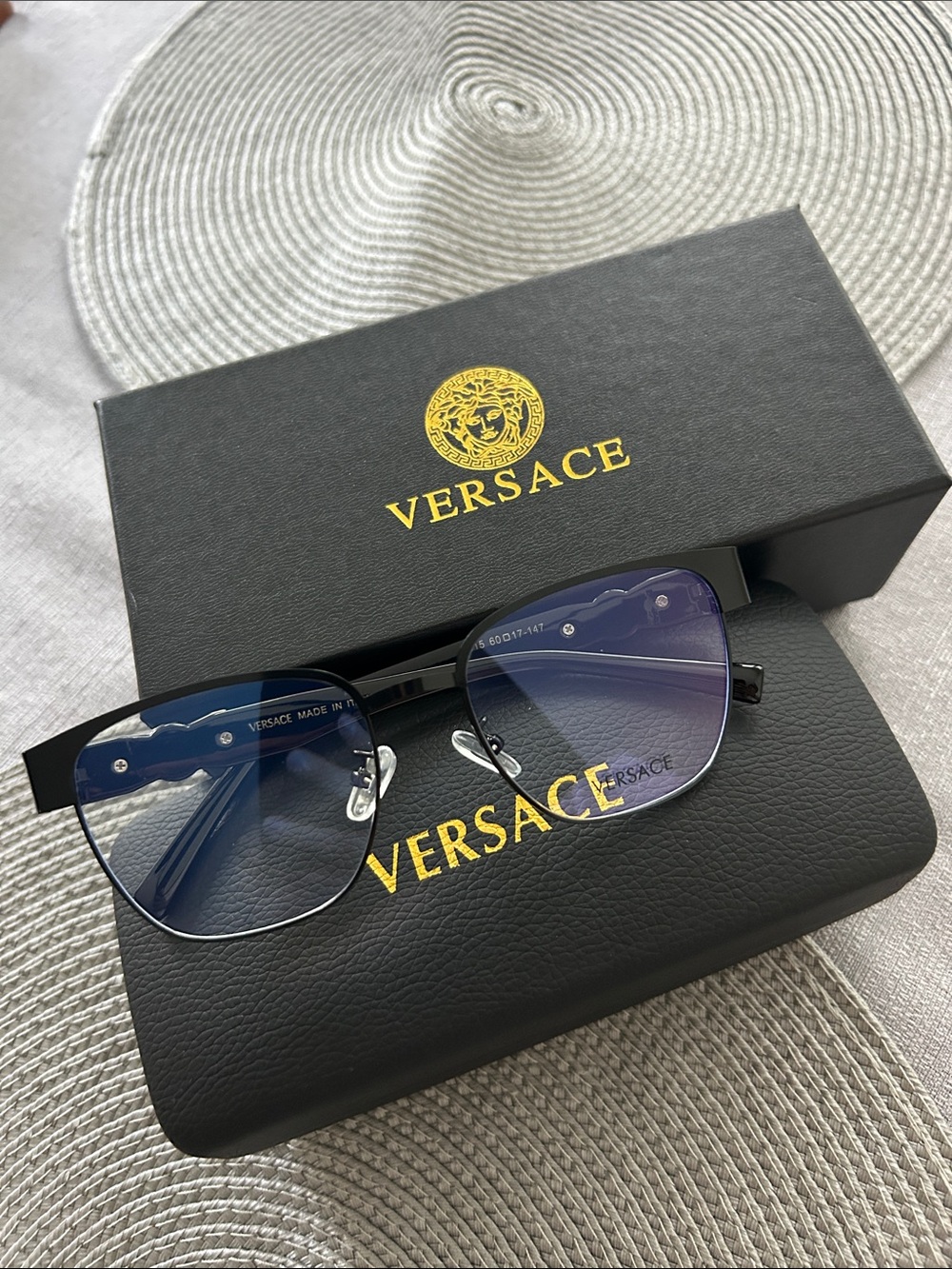 Versace Black Frames with Blue Gradient Lenses Sunglasses